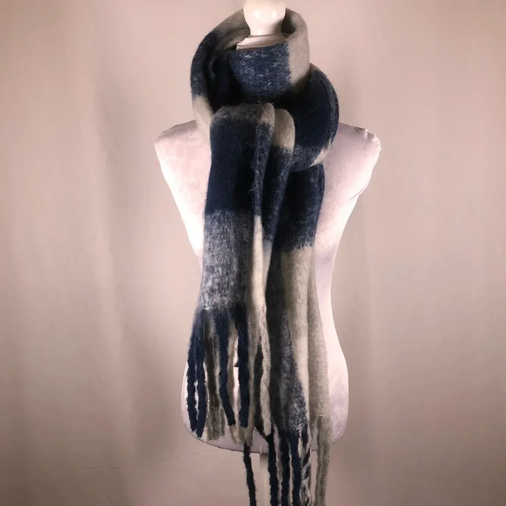 Old Money Winter Plaid Scarf — Little Earth Brushed Oversized Wrap